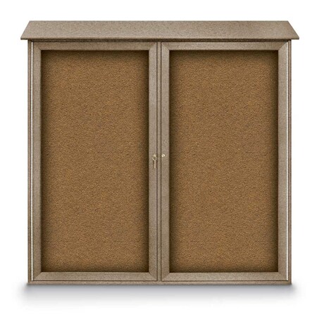 United Visual Products Indoor Enclosed Combo Board, 48"x36", Satin Frame/Black Porc & Pumice UVCB4836-BLKPORC-PUMICE
